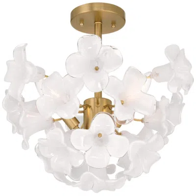 Metropolitan Bloome 3-lt 16.75-in Brass Semi-flush Mount With Glass Shades