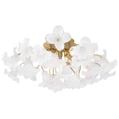 Metropolitan Bloome 5-lt 25.25-in Brass Semi-flush Mount With Glass Shades