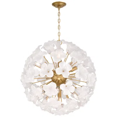 Metropolitan Bloome 8-lt 22-in Legacy Brass Pendant With White Glass Shades