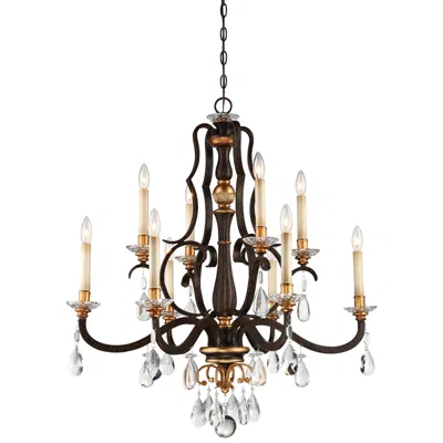 Metropolitan Chateau Nobles 34" Wide Raven Bronze 10-light Chandelier