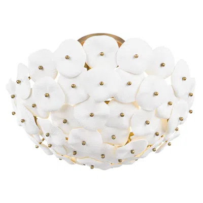 Metropolitan Coastlyn 3-light 22-in Legacy Brass And White Semi-flush