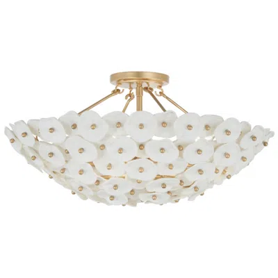 Metropolitan Coastlyn 4-lt 22.5-in Legacy Brass Semi Flush With Flowerettes