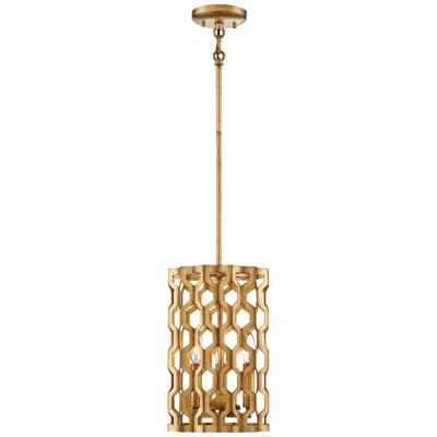 Metropolitan Coronade 9" Wide 3-light Pandora Gold Leaf Mini Pendant