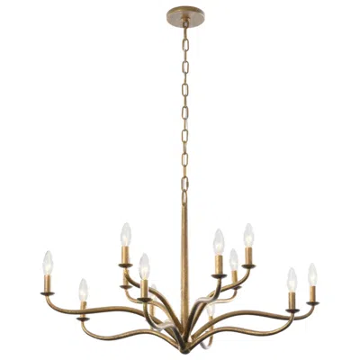 Metropolitan Dorianne 12-light 34-in Textured Dusken Brass Chandelier