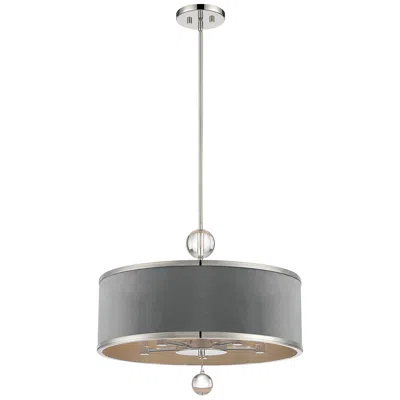 Metropolitan Luxour 20"w Polished Nickel And Gray Velvet Pendant Light