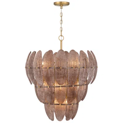 Metropolitan Marclaire 11-lt 26.5-in Brass Pendant With Brown Glass Shades In Multi