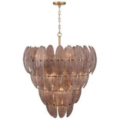 Metropolitan Marclaire 15-lt 32.75-in Brass Pendant With Brown Glass Shades