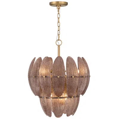 Metropolitan Marclaire 6-lt 19.75-in Brass Pendant With Brown Glass Shades