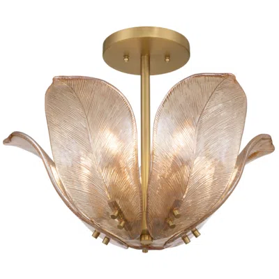 Metropolitan Orchid 5-light 18-in Legacy Brass And Amber Semi-flush Mount