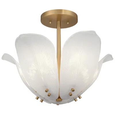 Metropolitan Orchid 5-light 18-in Legacy Brass And White Semi-flush Mount