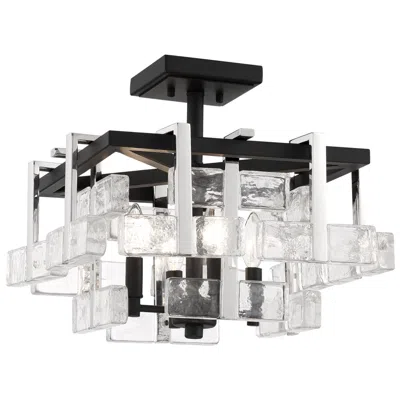 Metropolitan Painesdale 4-light 16.25-in Black And Polish Nickel Semi-flush