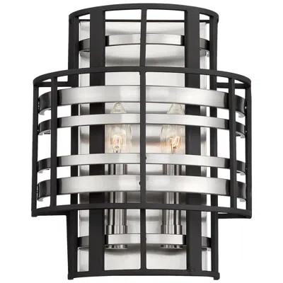 Metropolitan Presten 12"h Brushed Nickel Sand Coal 2-light Wall Sconce