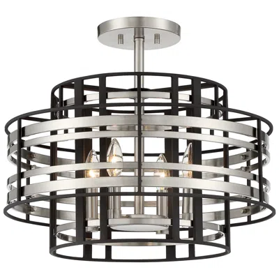 Metropolitan Presten 20"w Brushed Nickel Sand Coal 4-light Ceiling Light