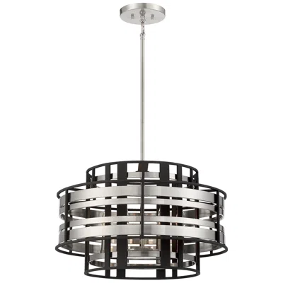 Metropolitan Presten 22 1/2"w Brushed Nickel Sand Coal 6-light Pendant