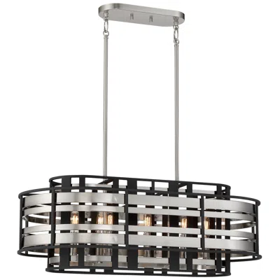 Metropolitan Presten 32" Wide Coal Black 8-light Island Pendant Light