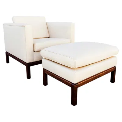 Pre-owned Metropolitan Restored Mid Century Modern Knoll Style Leather Club Chair & Ottoman In Brown