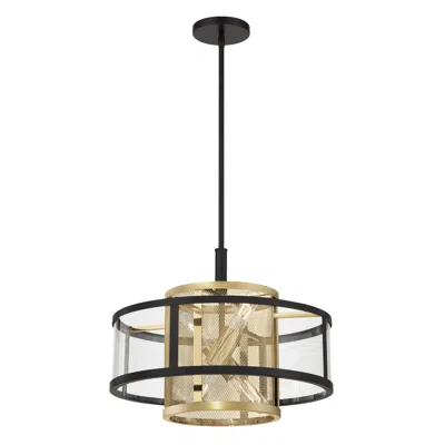 Metropolitan Soho 4-light 30-in Coal Black And Soft Brass Indoor Pendant
