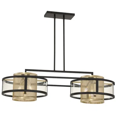 Metropolitan Soho 6-light 38.13-in Black And Brass Indoor Island Chandelier