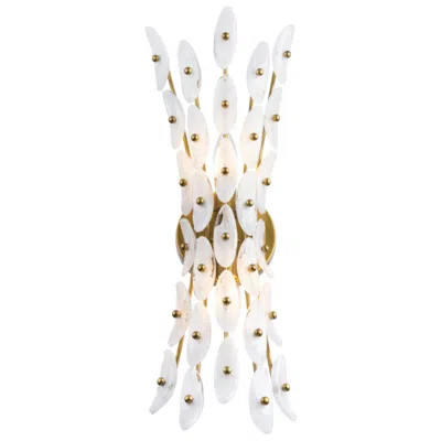 Metropolitan Sorra 2-light 8-in Painted Legacy Brass And White Wall Sconce