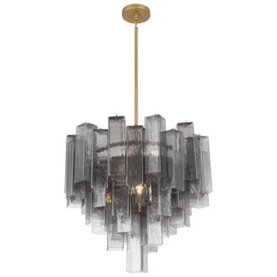 Metropolitan Torvento 9-lt 25.25-in Legacy Brass Pendant With Glass Shade
