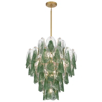 Metropolitan Verla Crest 13-lt 22.5in Legacy Brass Pendant With Green Glass