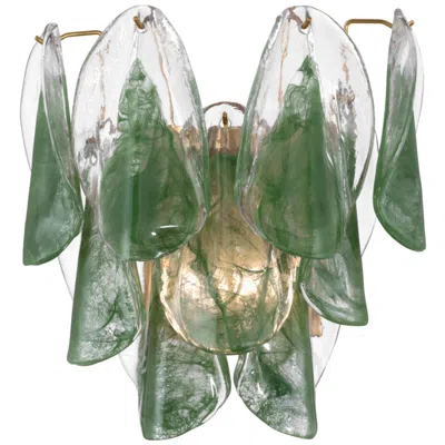 Metropolitan Verla Crest 2-lt 13.25-in Brass Wall Sconce With Green Glass
