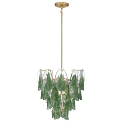 Metropolitan Verla Crest 5-lt 18-in Legacy Brass Pendant With Green Glass