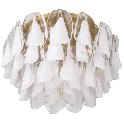 Metropolitan Verla Crest 6-lt 24.25-in Brass Flush Mount With White Glass