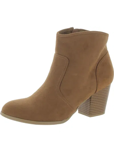Metropolitan View Mas Womens Faux Suede Almond Toe Ankle Boots In Brown