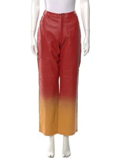 Pre-owned Metrostyle Leather Wide Leg Pants In Orange