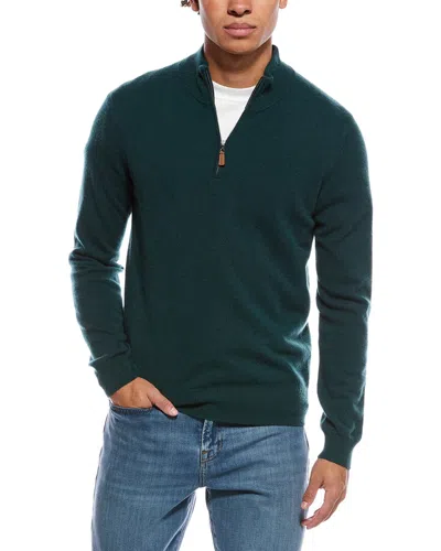 Mette Cashmere 1/4-zip Mock Neck Sweater In Green