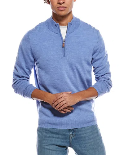 Mette Merino Wool 1/4-zip Mock Neck Sweater In Blue