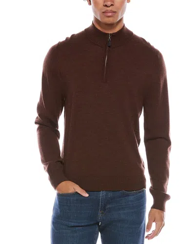 Mette Merino Wool 1/4-zip Mock Neck Sweater In Brown
