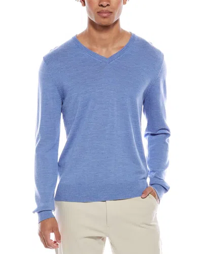 Mette Merino Wool V-neck Sweater In Blue