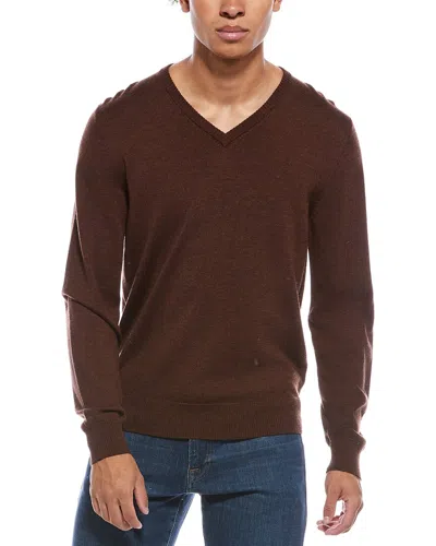 Mette Merino Wool V-neck Sweater In Brown