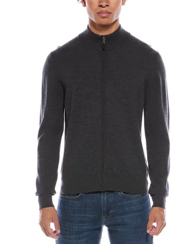 Mette Merino Wool Zip Mock Neck Cardigan In Gray