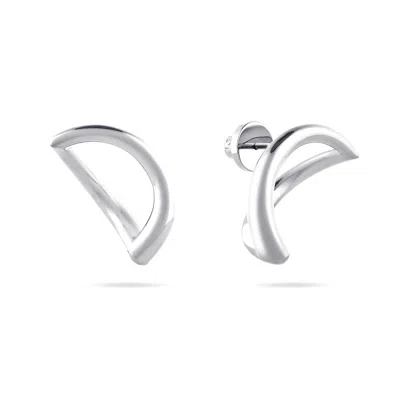 Meulien Women's Abstract Crescent Moon Earrings - Silver