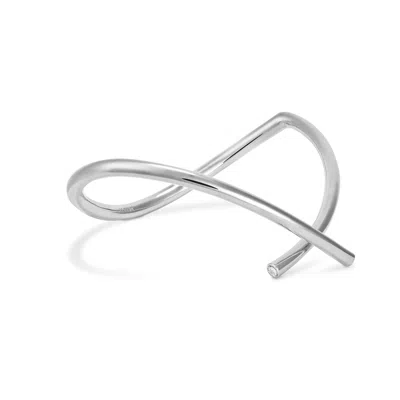Meulien Women's Abstract Embrace Bangle - Silver