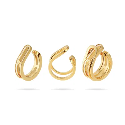Meulien Women's Budding Flower Ring Set - Gold