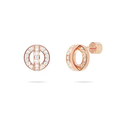 Meulien Women's Circle And Arc Pave Cz Stud Earrings - Rose Gold