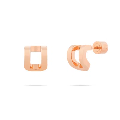 Meulien Women's Curved Rectangle Stud Earrings - Rose Gold