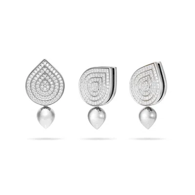 Meulien Women's Dancing Waterdrop Earrings - Silver In White