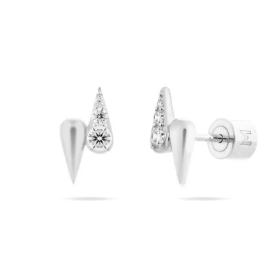Meulien Women's Double Waterdrop Stud Earrings - Silver
