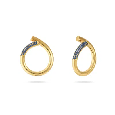 Meulien Women's Gold / Blue Open Twist Waterdrop Ring - Gold, Blue Stone