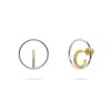Meulien Women's Gold / Silver Gold And Silver Bi-color Hoop And Huggie Cz Earrings - Silver Hoop, Gold Huggi