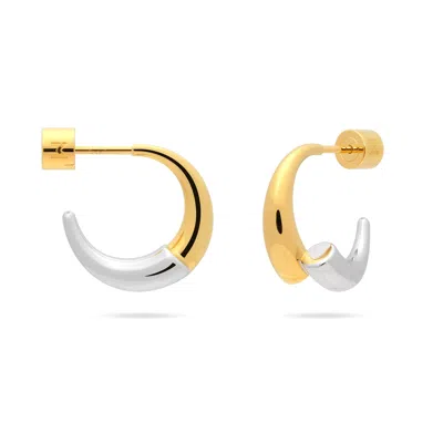 Meulien Women's Gold / Silver Gold And Silver Bi-color Split Arc Open Hoop Earrings - Gold Top, Silver Botto In Multi