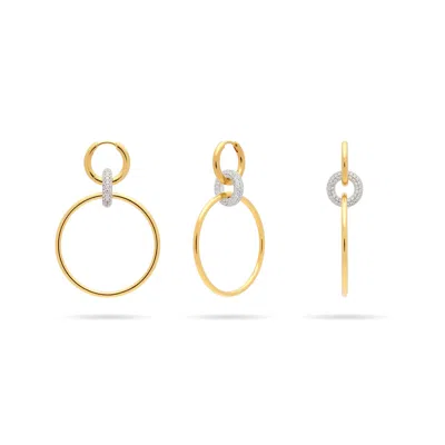 Meulien Women's Gold / White Large Hoop Link Earrings - Gold