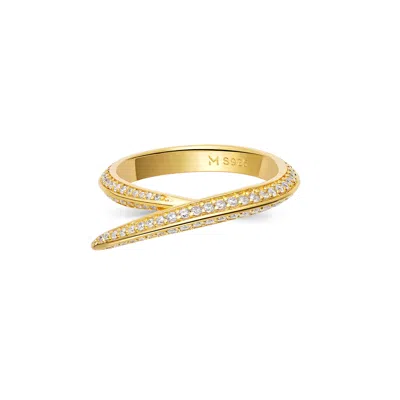 Meulien Women's Gold / White Pointed Curve Ring - Gold, Clear Stone In Multi