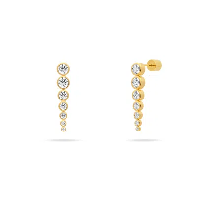 Meulien Women's Graduated Bezel Set Cz Chain Dangle Earrings - Gold