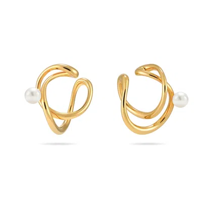 Meulien Women's Infinity Pearl Ear Cuff - Gold